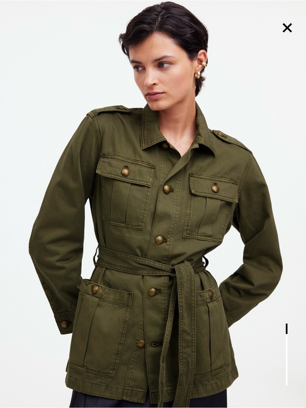 Like New Madewell Chino Safari Jacket in Faded Ivy- Size Small